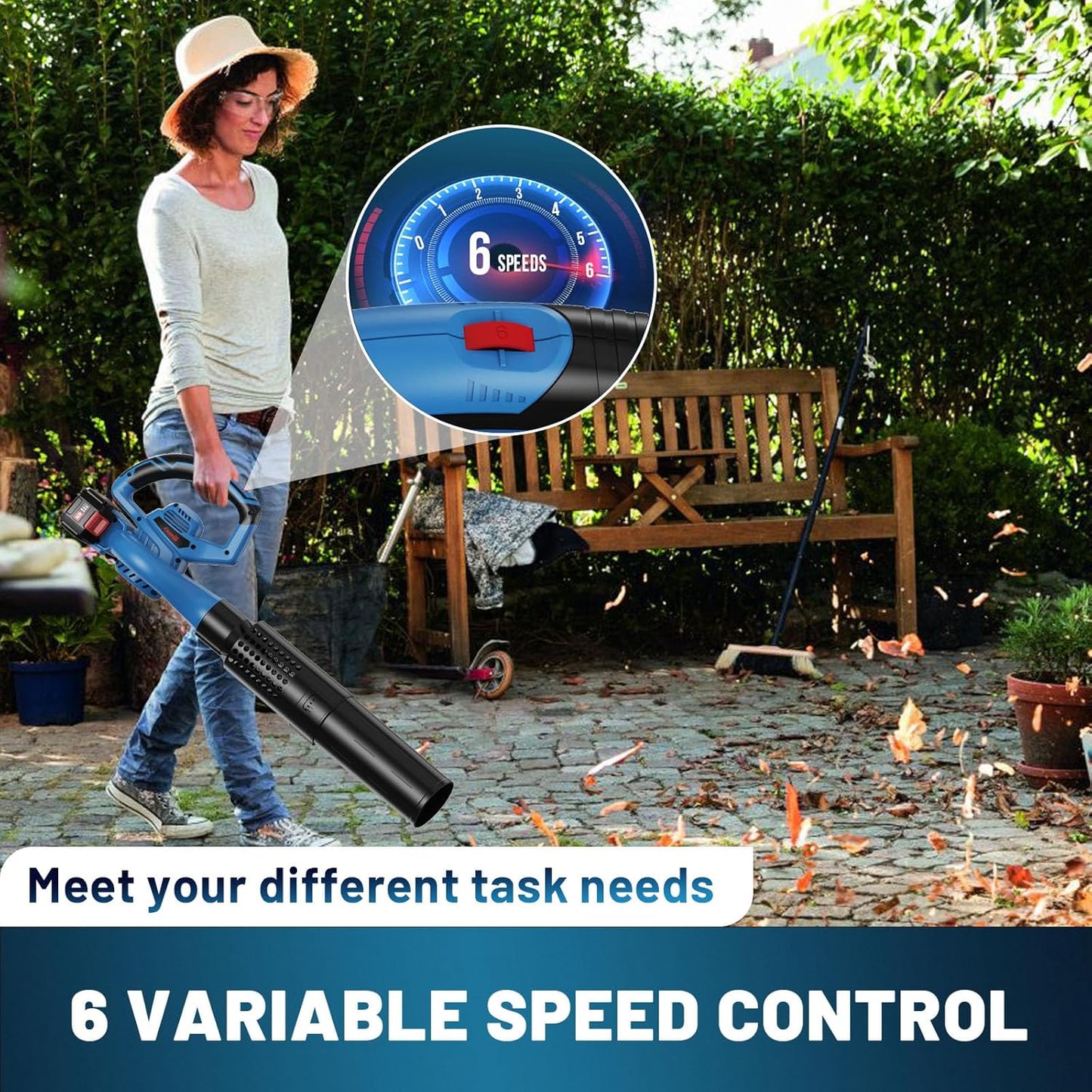 Enhulk Cordless 6-Speed Leaf and Snow Blower – 20V, 4.0Ah, 460 CFM, 190 MPH