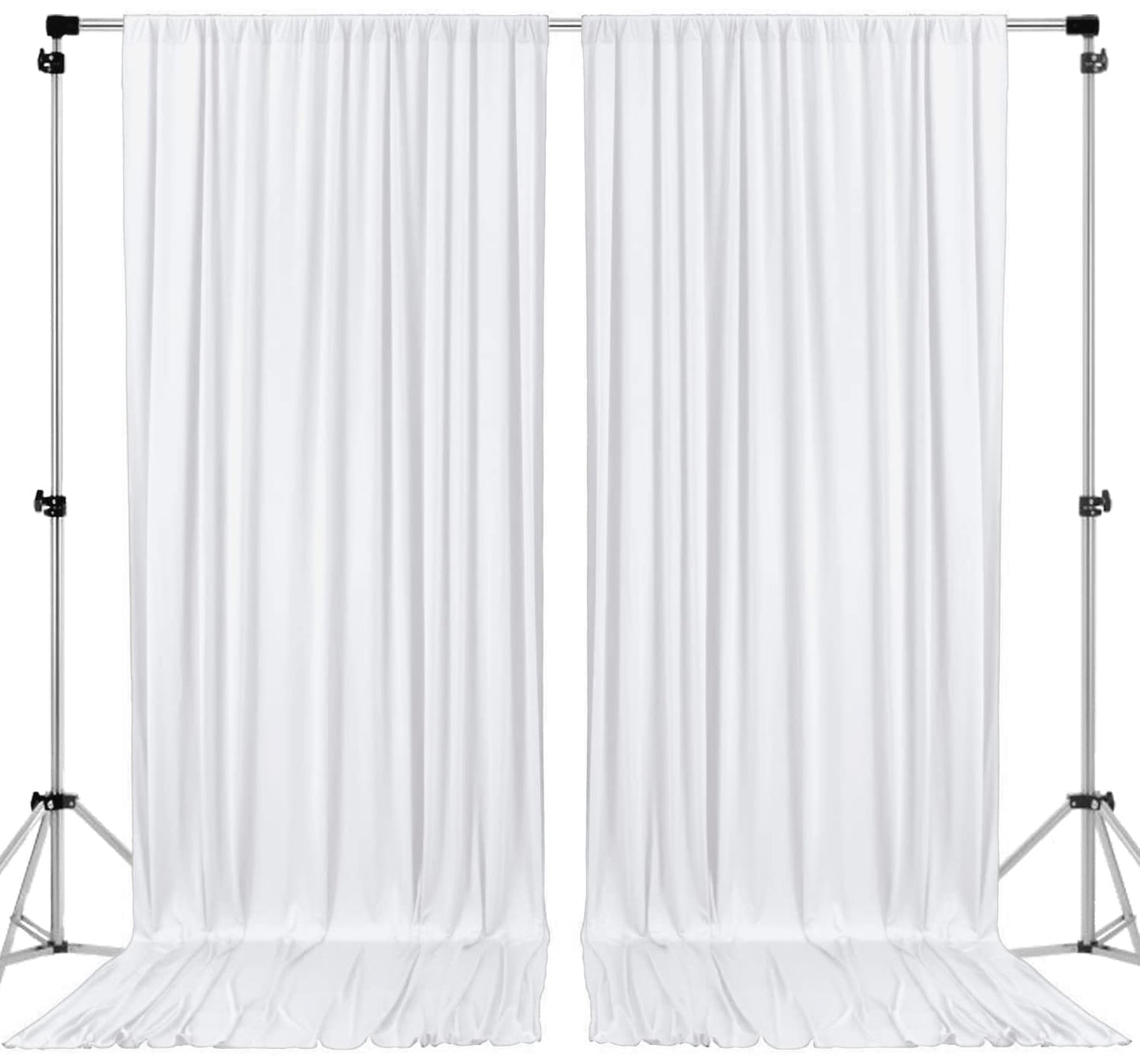 10ft X 10ft Polyester Backdrop Curtains for Weddings and Events - White