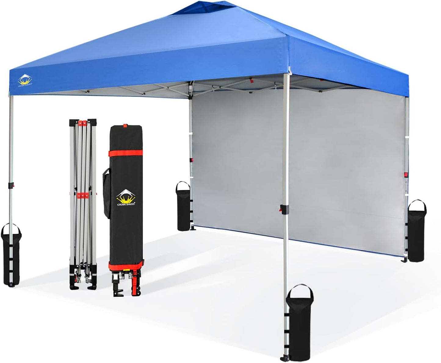 10ft X 10ft Pop Up Canopy Tent with 1 Side Wall - Blue