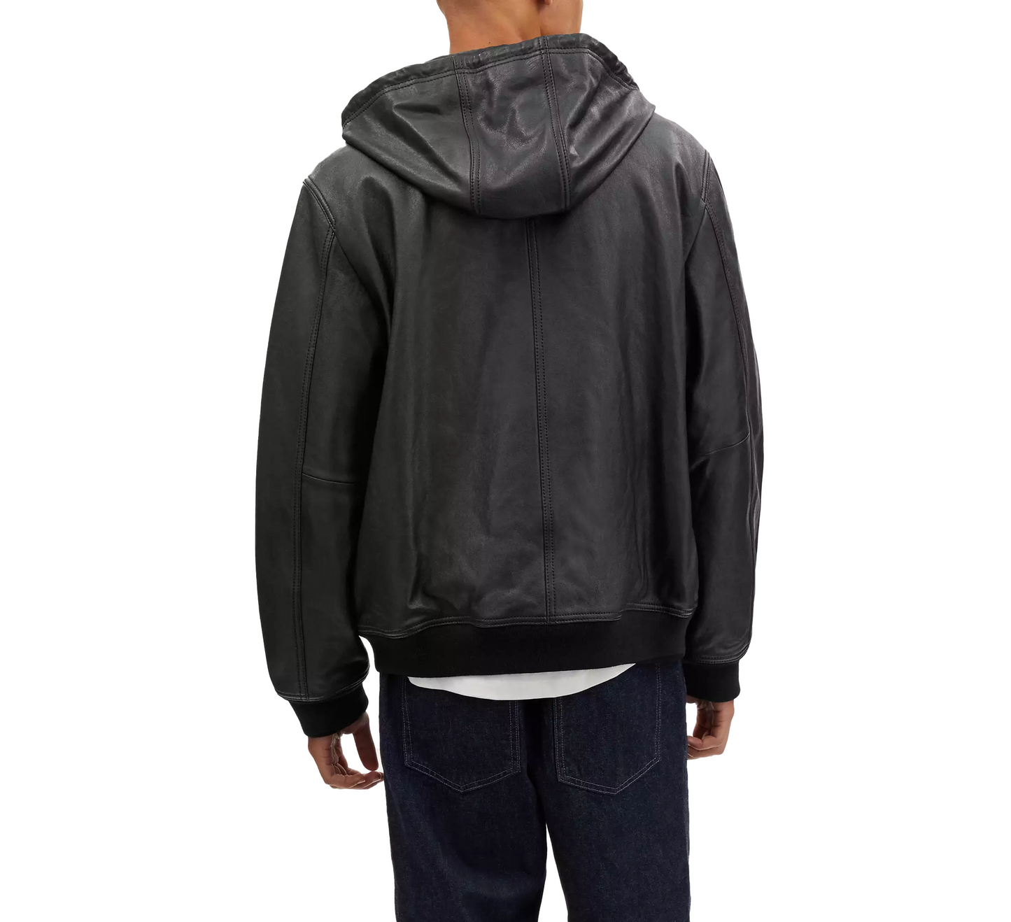 COACH Men's Embossed Leather Trainer Hooded Jacket - Black