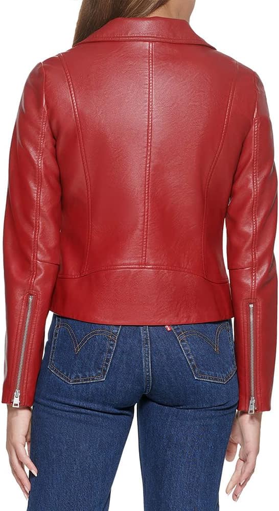 Levi's Women's Leather Asymmetrical Moto Jacket - Red
