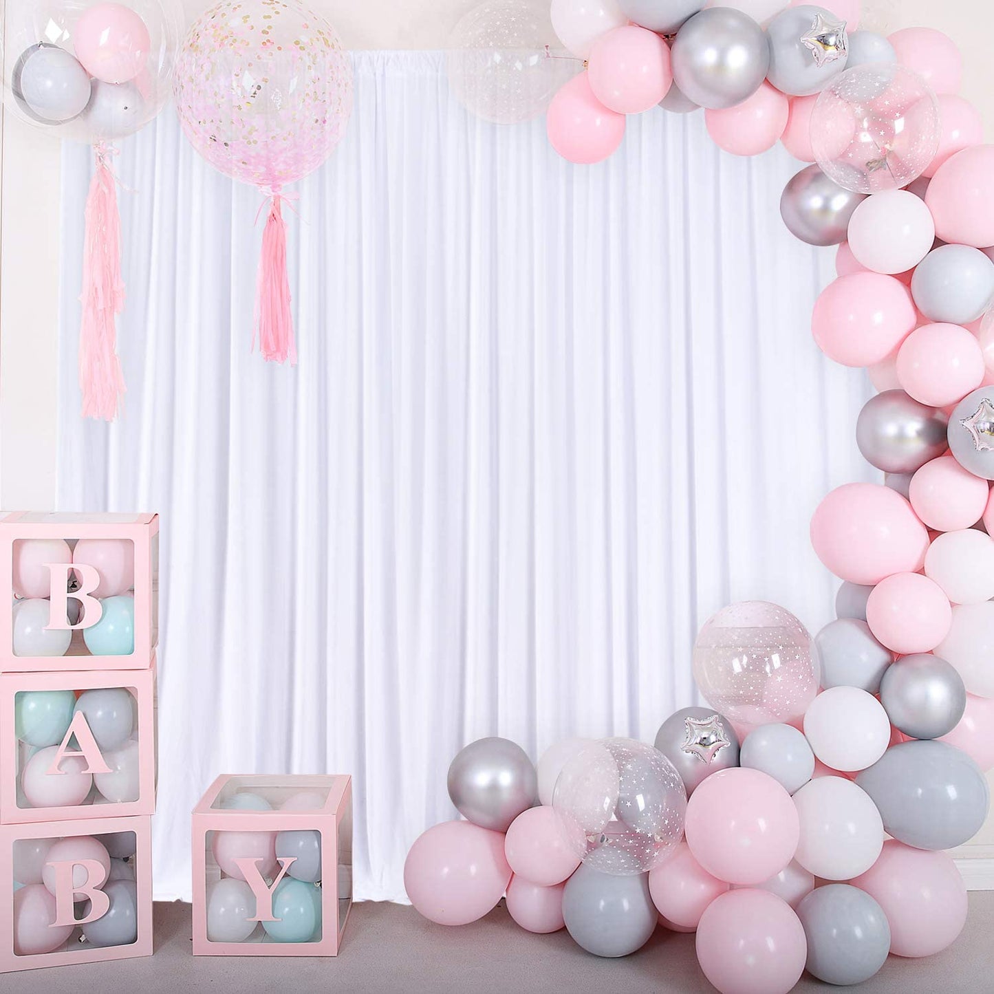 10ft X 10ft Polyester Backdrop Curtains for Weddings and Events - White