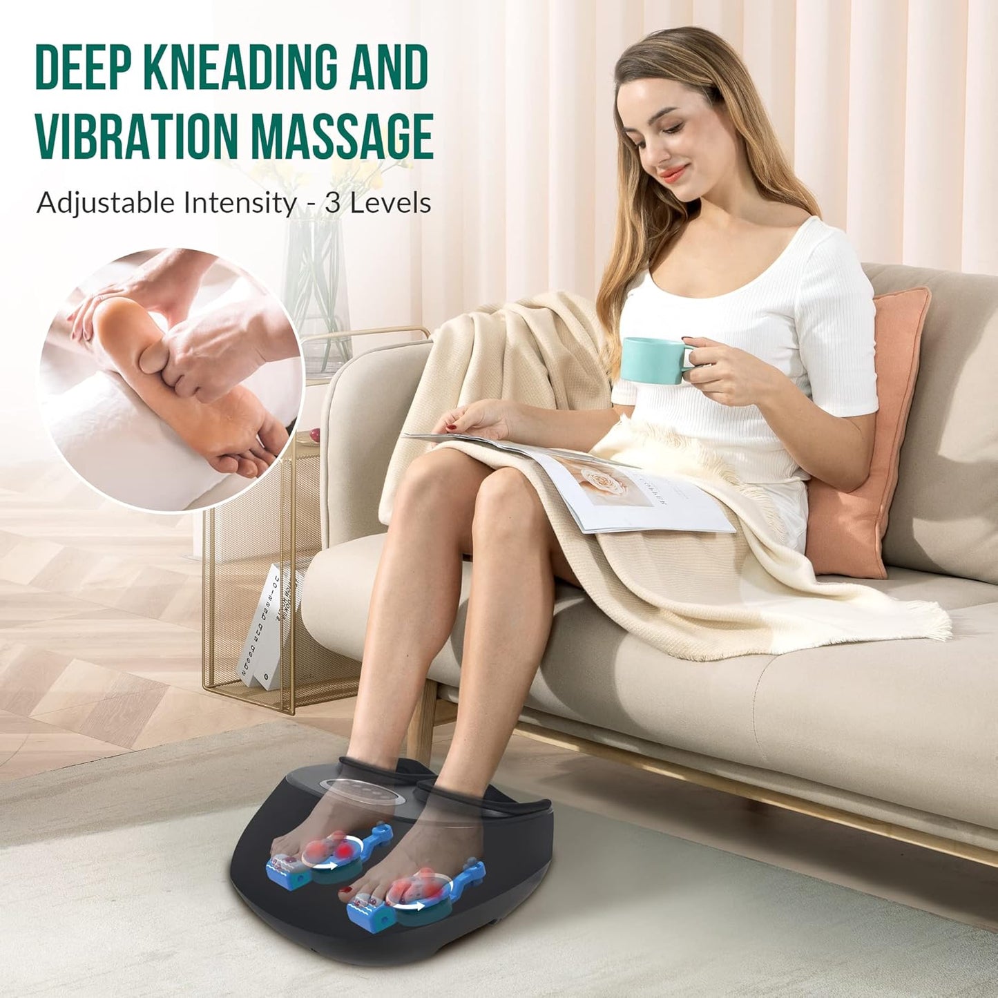 Snailax Foot Massager with Heat, Kneading, Compression, and Vibration for Pain Relief
