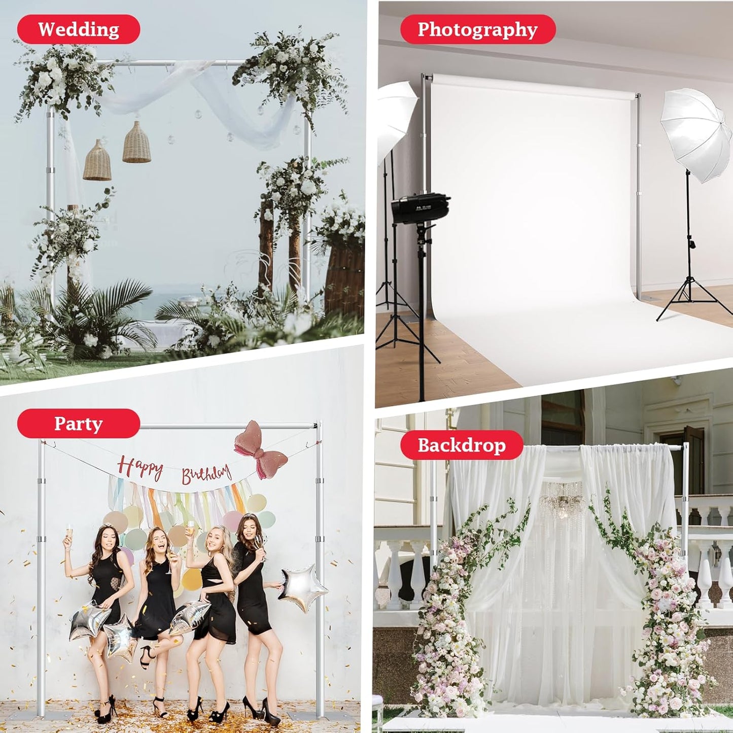 10ft X 10ft Pipe and Drape Backdrop Stand for Celebrations & Event Decor