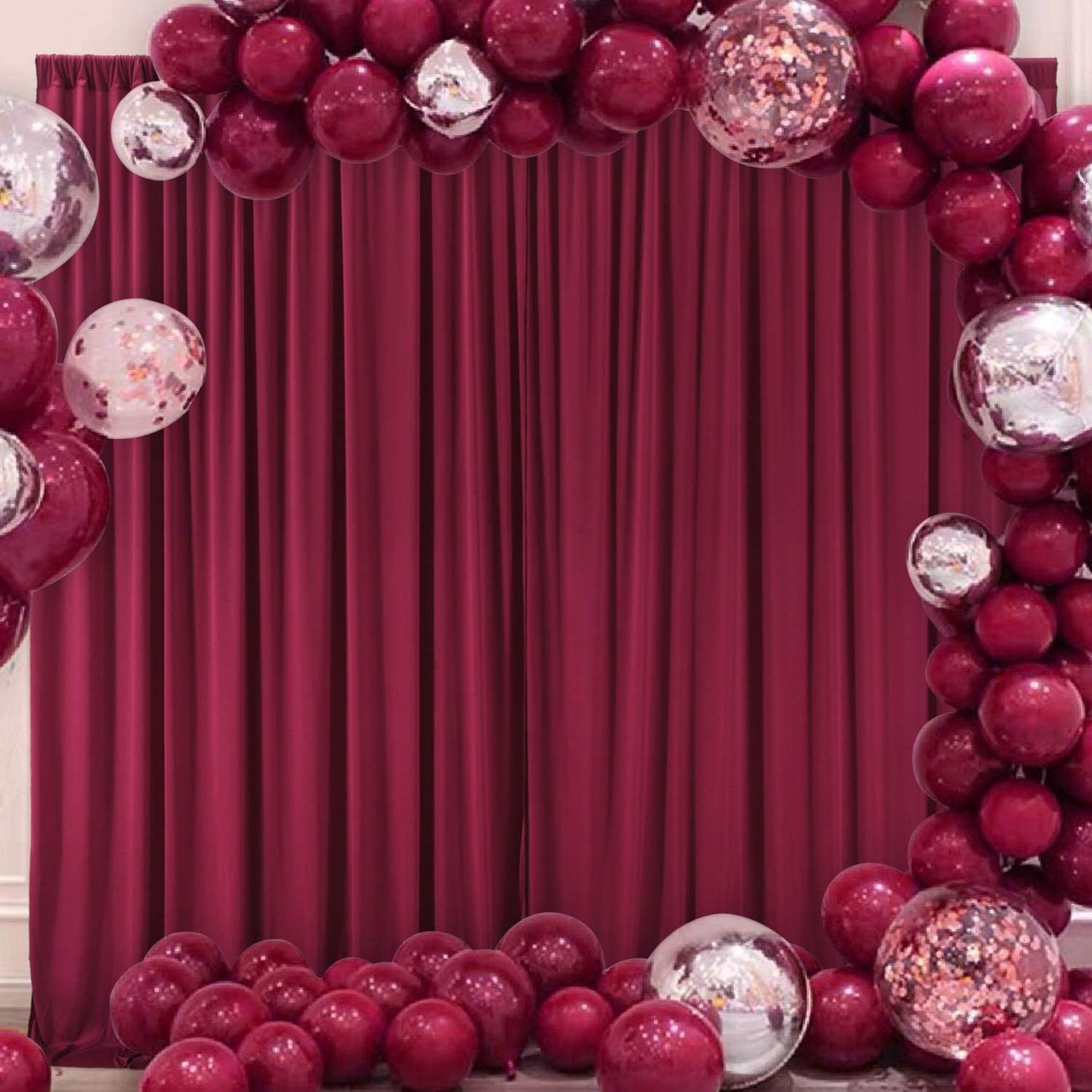 10ft X 10ft Polyester Backdrop Curtains for Weddings and Events - Burgundy