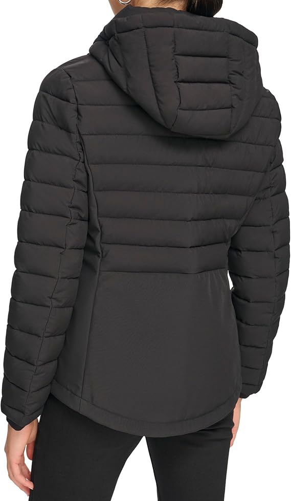 Calvin Klein Women's Lightweight Hooded Puffer Jacket - Black