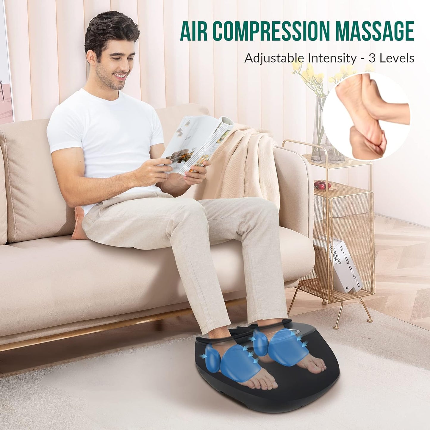 Snailax Foot Massager with Heat, Kneading, Compression, and Vibration for Pain Relief