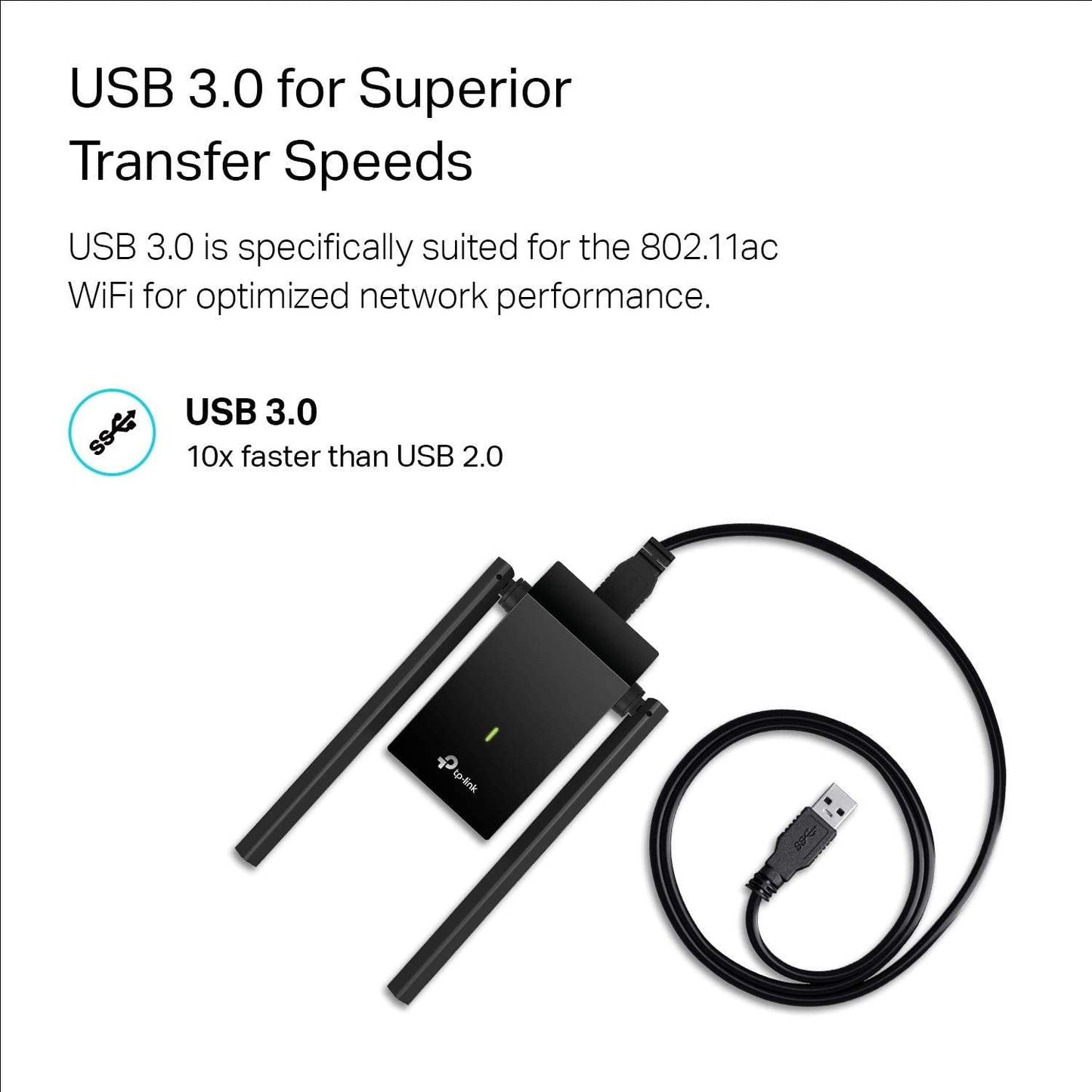 TP-Link Archer T4U Plus USB WiFi Adapter – AC1300Mbps Dual Band with High-Gain Antennas