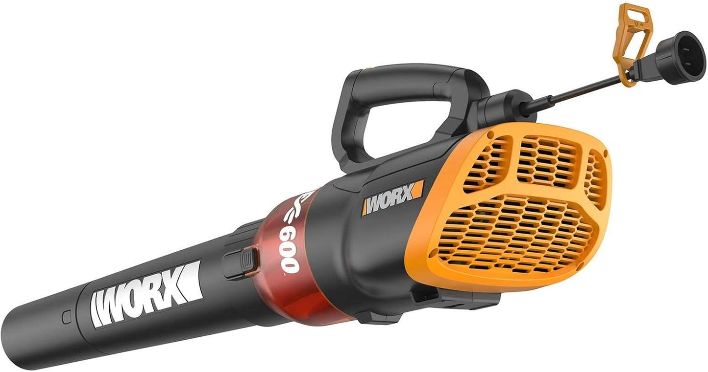 WORX Turbine Corded Leaf Blower – 12 Amp, 110 MPH, 600 CFM (WG520)
