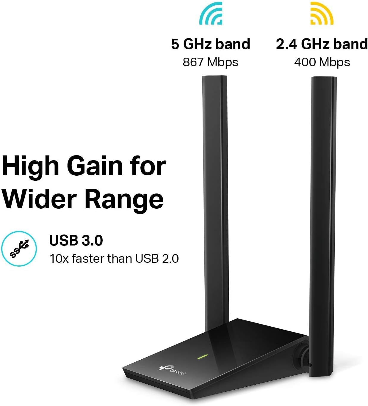 TP-Link Archer T4U Plus USB WiFi Adapter – AC1300Mbps Dual Band with High-Gain Antennas