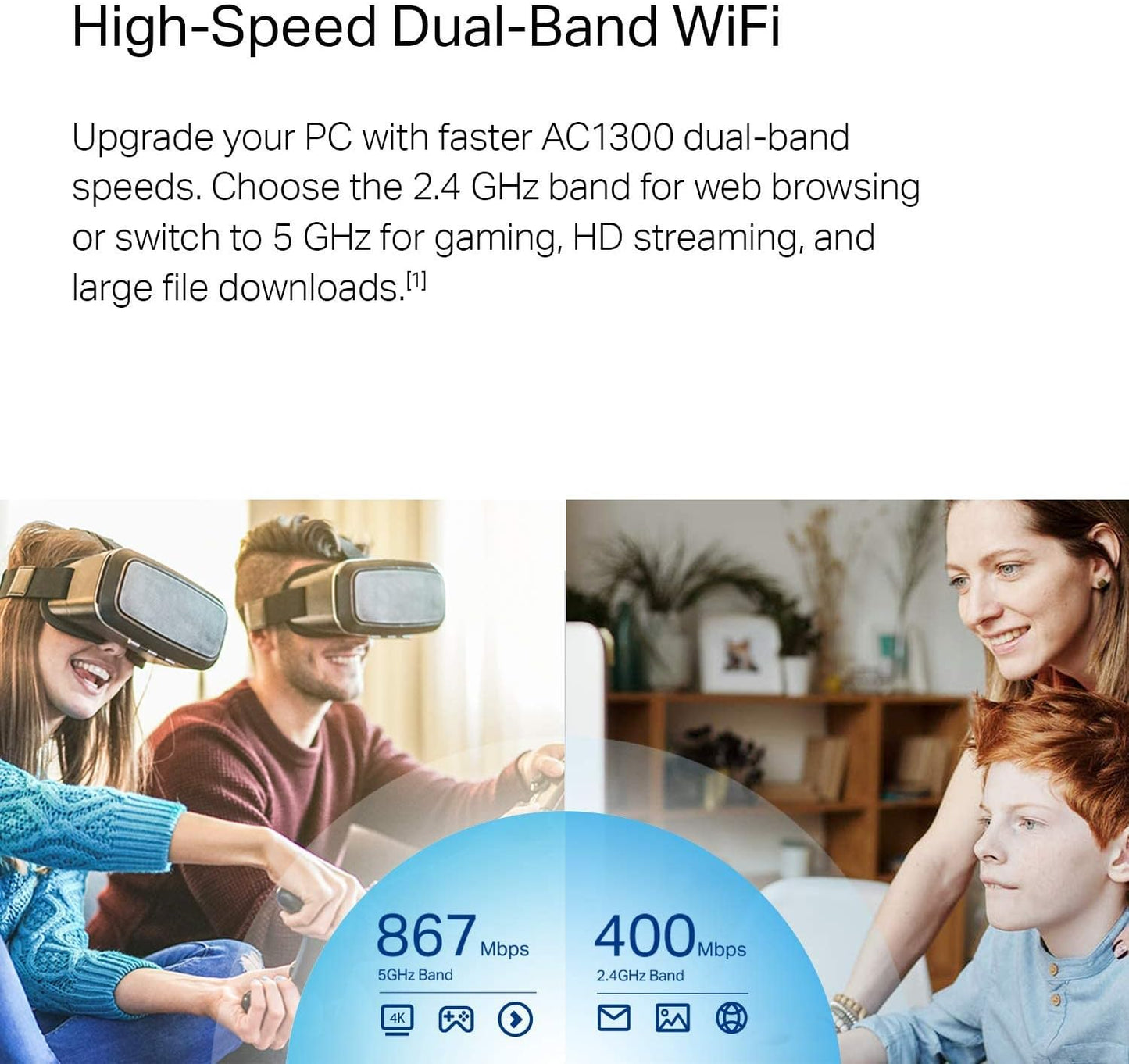 TP-Link Archer T4U Plus USB WiFi Adapter – AC1300Mbps Dual Band with High-Gain Antennas