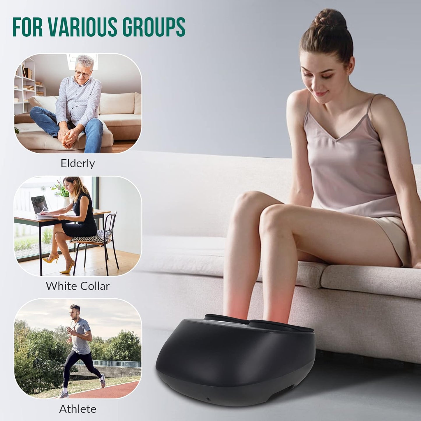 Snailax Foot Massager with Heat, Kneading, Compression, and Vibration for Pain Relief