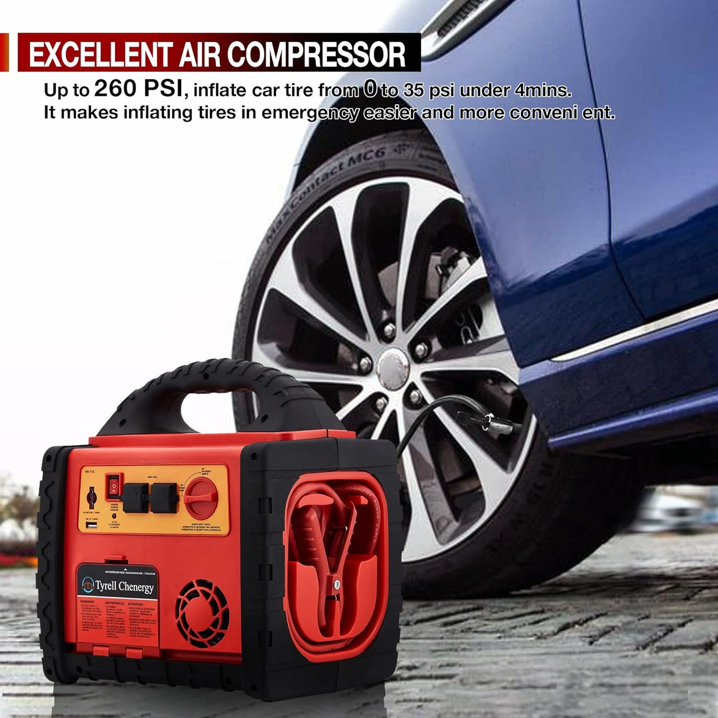 Tyrell Chenergy 1800A Jump Starter & Portable Power Station with Air Compressor