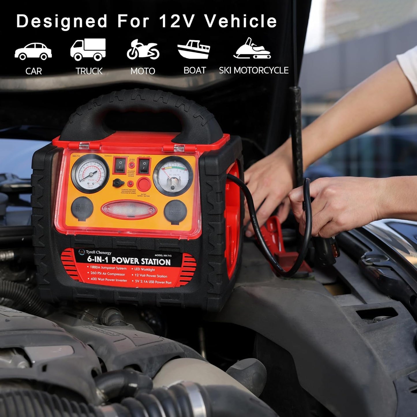 Tyrell Chenergy 1800A Jump Starter & Portable Power Station with Air Compressor