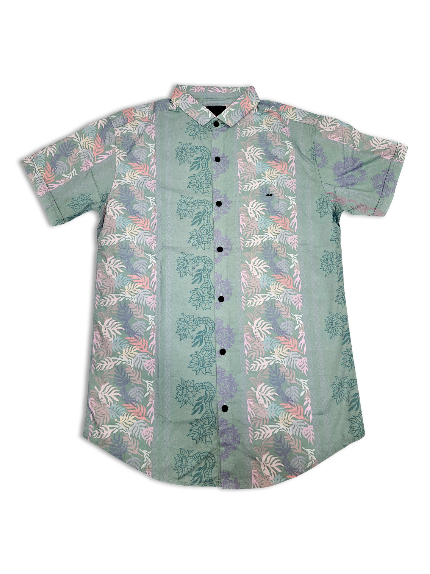 Men's Slim-Fit Short-Sleeve Tropical Print Shirt