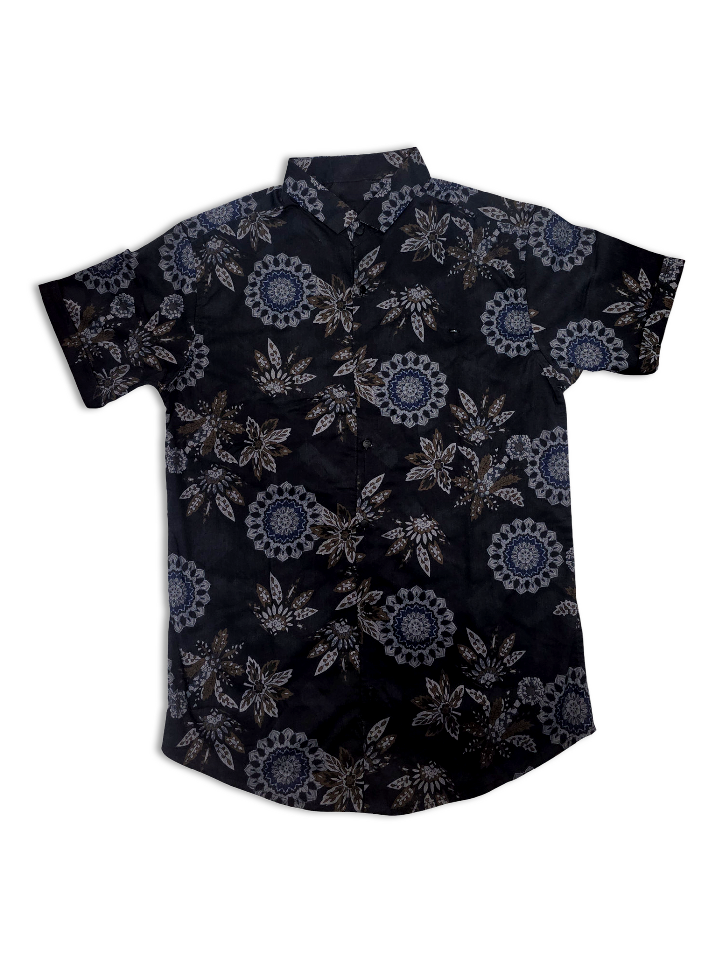 Men's Slim-Fit Short-Sleeve Floral Medallion Shirt