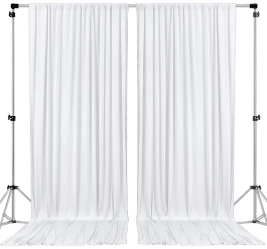 10ft X 10ft Polyester Backdrop Curtains for Weddings and Events - White