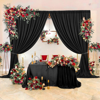 10ft X 10ft Polyester Backdrop Curtains for Weddings and Events - Black