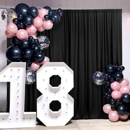 10ft X 10ft Polyester Backdrop Curtains for Weddings and Events - Black