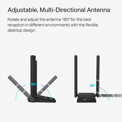 TP-Link Archer T4U Plus USB WiFi Adapter – AC1300Mbps Dual Band with High-Gain Antennas
