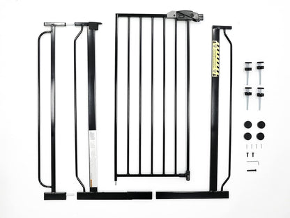 Regalo Easy Step Extra Tall Walk-Through Baby Gate – 36" Height, Pressure Mounted with Extension Kit, Safety Lock, Black